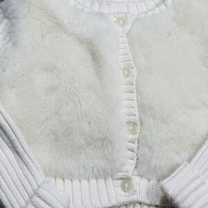 Baby Gap Ivory Faux Fur Coat With Ribbed Cotton Sleeves & Matching Skirt 3-6‎ mo
